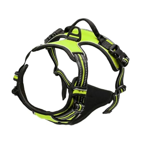 No Pull Dog Harness Front Clip Heavy Duty Reflective Easy Control Handle for Large Walking(Green,M) - color: Green, size: M
