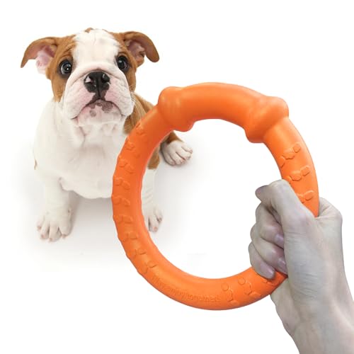 LaRoo Dog Ring Toy, Durable Soft Flying Disc, Floatable Dog Chew Ring for Puppy & Small Dogs, Interactive Tug of War & Fetch Toy for Outdoor Training, Teeth Cleaning & Exercise - color: Orange-S