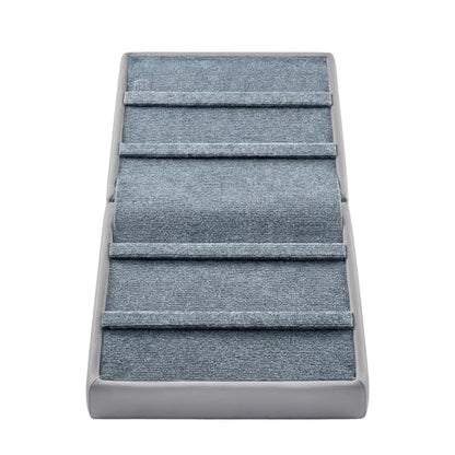Dog Ramp for Small Dogs, 18.5" Extra Wide 3-in-1 Dog Stair with Foldable Ottoman & Hidden Storage Design, 15.7" H Safer Leather Pet Steps for Couch Sofa (Grey) - color: Grey