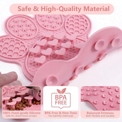 Dog Lick Mat with Suction Cups, Slow Feeder & Enrichment Mat for Dogs & Cats, Silicone Feeding Mat for Wet & Dry Food, Anxiety Relief, Mess-Free Foldable Pocket Design, Pink - color: Pink