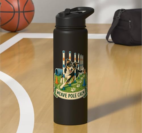 WEAVE POLE CALM Dog Agility Course Stainless Steel Insulated Water Bottle - color: Black