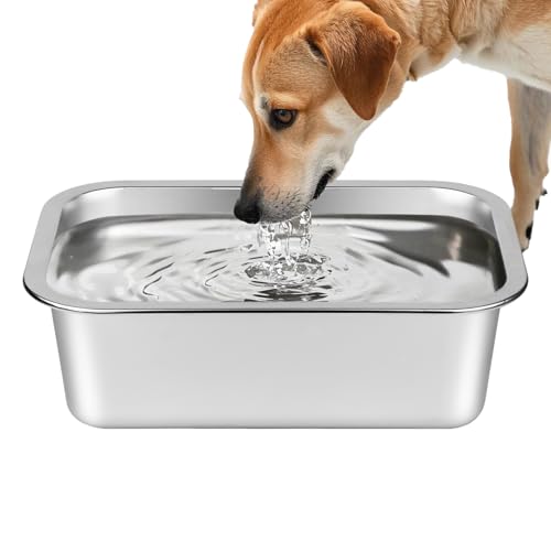 Ohtomber Stainless Steel 1.25 Gallons Large Dog Water Bowl, Metal Pet Dog Water & Food Bowl No Spilling, Outdoor Feeder Dish Plate for Cat, Big, Extra Large Pet - size: 1.25 gallons