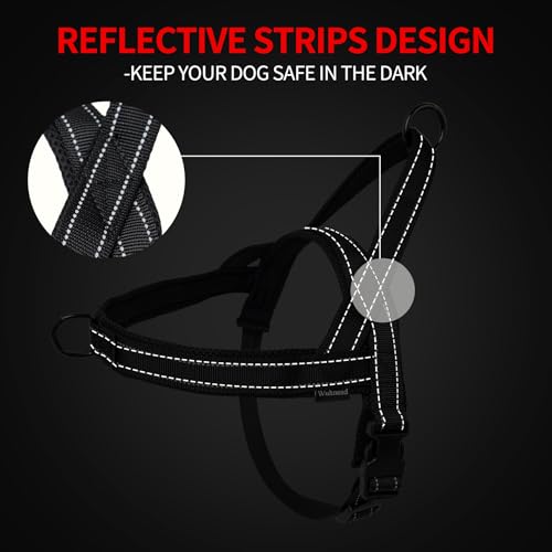 No Pull Dog Harness and Leash Set-Reflective Vest with Handle&5FT Dog Leash with Car Seatbelt Clip,Breathable Mesh&Quick Fit Dog Harness Easy for Medium Large Dogs Training Walking (Black,L) - color: Reflective-Black, size: L:Belly Chest-25.8''-31.4''