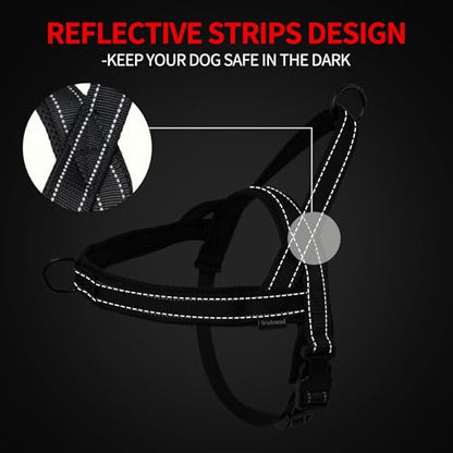 No Pull Dog Harness and Leash Set-Reflective Vest with Handle&5FT Dog Leash with Car Seatbelt Clip,Breathable Mesh&Quick Fit Dog Harness Easy for Medium Large Dogs Training Walking (Black,L) - color: Reflective-Black, size: L:Belly Chest-25.8''-31.4''