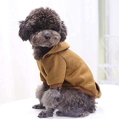 Idepet Dog Clothes Pet Dog Hoodies for Small Medium Dogs Chihuahua Clothes Warm Coat Jacket Autumn Puppy Outfits Dogs Clothing (M, Coffee) - color: Coffee, size: Medium