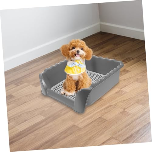 Indoor Dog Toilet with Induction Column Medium Dog Potty Training Tray with Mesh Grid for Easy Cleaning for Home Balcony Use