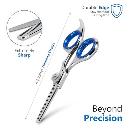 Professional 4.5-Inch Thinning Shears - Small Dog Grooming Scissors for Dogs' Faces and Eyes - Sharp & Durable - Ideal for Tight Spaces and Detailed Grooming - Pet and Cat Grooming Supplies - size: 4.5 Inch