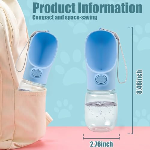 Bestac Pet Travel Water Bottle - Portable Dog&Cat Water Cup, One-Hand Operation, Lightweight & Leak-Proof, BPA-Free, Compatible with Most Gear, Ideal for Walking, Camping & Travel (Blue, 350ml) - size: 350ml