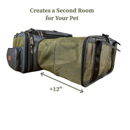 Two-Room Pet Carrier | 18x11x9 | Airline Approved Pet Carrier | 3-Way Expandable | Small Dog Carrier | Cat Carrier | Removable Wheels | Patent Pending