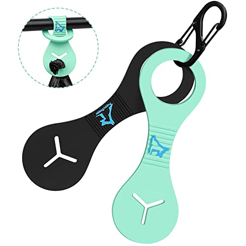 Dog Poop Bag Holder for Leash Waste Bag Carrier Dog Poop Bag Dispenser for Walking Running Bicycle Accessory 2 Pieces (Black + Light Green) - color: Black + Light Green
