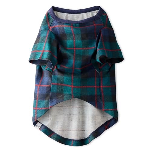 Pet Passion 100% Organic Cotton Dog Short Sleeve T-Shirt Pet Tees for All Breeds, Black Watch Plaid, XX-Small (4-7 lbs) - color: Black Watch Plaid, size: XX-Small (4-7 lbs)