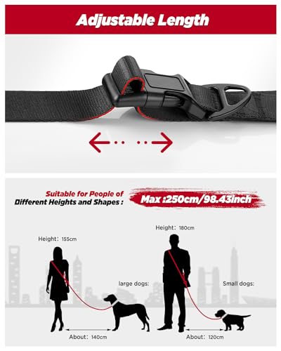 Hands Free Dog Leash, 5.9-8.2ft Multifunctional Crossbody Rope with Explosion-Proof Handle and Adjustable Training Hands Free Leash for Medium Dog Walking Jogging and Running - color: Black