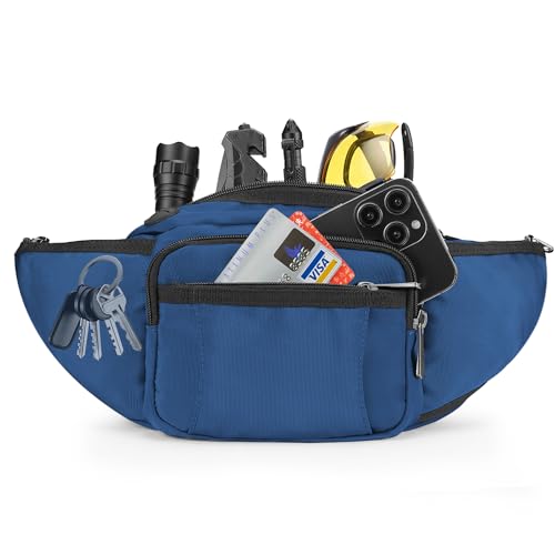 NOOLA Fanny Pack Waist Bag for Men Women, Lightweight Waist Pack with Water Bottle Holder, Adjustable Belt Bag with Multi-Pockets for Hiking, Dog Walking, Outdoor, Cycling, Running, Travel, Blue - color: Blue