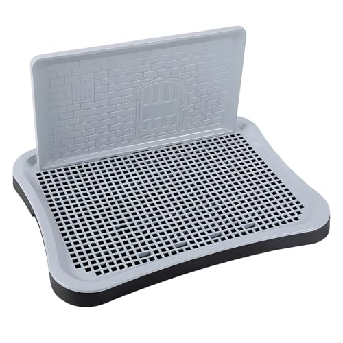Dog Toilet with Wall, 20.1 x 15.7 x 1.6 in Black Plastic Training Potty Tray for Indoor Pee Pad Station, Removable Grid and Elevated Splash Guard, Suitable for Various Breeds