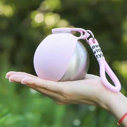Dog Water Ball,Dog Water Bottle with Bowl,2-in-1 Portable Foldable DogWaterBottle,Leak-Proof,304 Stainless Steel Large-Capacity Cup with Foldable Silicone Bowl,Perfect for Travel - color: Pink