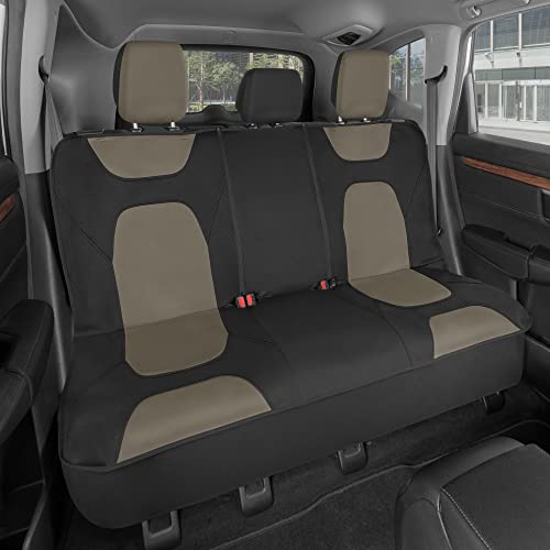 Motor Trend AquaShield Waterproof Beige Rear Split Bench Seat Covers for Trucks Rear Seat Cover Only - Black Car Seat Covers, Back Seat Cover Only - Durable Neoprene Spill Resistant for Kids & Dogs - color: a4-Black & Beige Bench