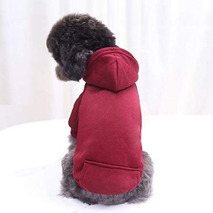 Idepet Pet Dog Hoodies Dog Clothes for Small Dogs Vest Chihuahua Clothes Warm Coat Jacket Autumn Puppy Outfits Cats Dogs Clothing(S, WineRed) - color: WineRed, size: Small