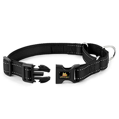 PLUTUS PET Reflective Martingale Collar with Quick Snap Buckle,No Pull Dog Choker Collar for Small Medium Large Dogs,XS,Black - color: Black, size: XS：10"-12"