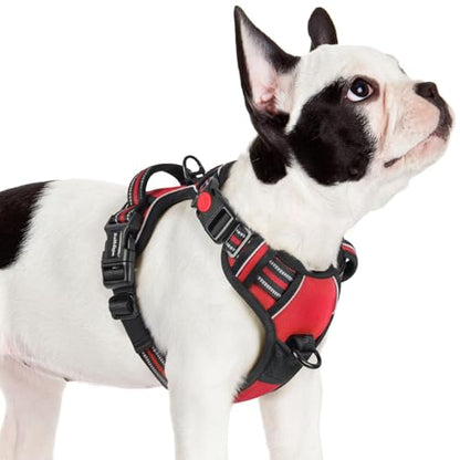 rabbitgoo Dog Harness Small Sized, No Pull Pet Harness with 3 Buckles, Adjustable Soft Padded Vest with Control Handle, Walking Reflective Pet Vest for Small Dogs, Red, S - color: Red, size: Small