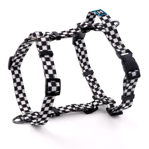 Roses&Poetry Dog Harness Small Sized Dog, 6 Point Adjustable Fit No Pull Harness with Handle for Control and Easy Walking, Reflective Pet Halter Harnesses（Blackwhite-S） - color: Checkered, size: S