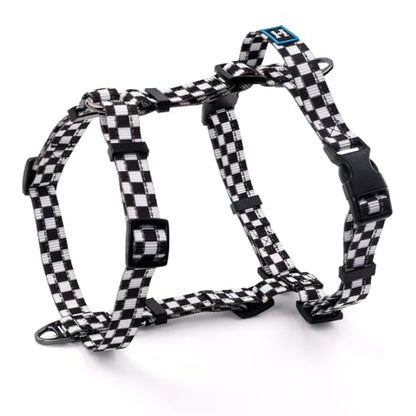 Roses&Poetry Dog Harness Medium Sized Dog, 6 Point Adjustable Fit No Pull Harness with Handle for Control and Easy Walking, Reflective Pet Halter Harnesses（Blackwhite-M） - color: Checkered, size: Medium