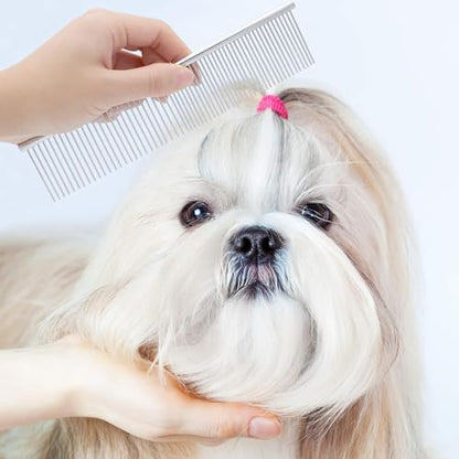 4 Pack Pets Grooming Comb Kit for Small Puppies, High Strength Teeth Pet Tear Stain, 2-in-1 with Round Teeth to Remove Knots Crust Mucus