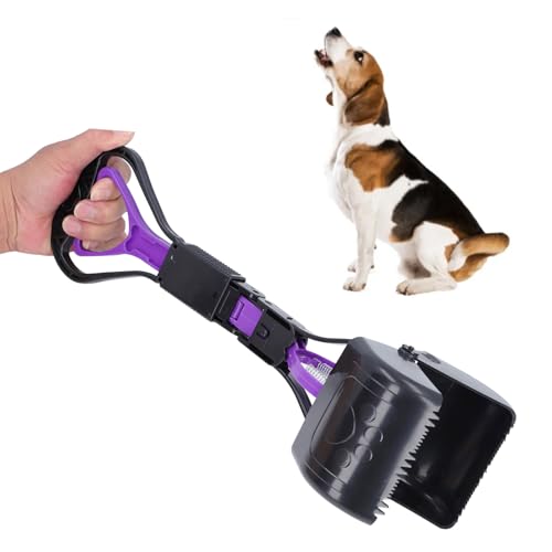 17.7in Large Pooper Scooper, Long Handle Dog Poop Scooper Pet Waste Cleanup Tool for Medium Large Dogs Grass Gravel Pick Up