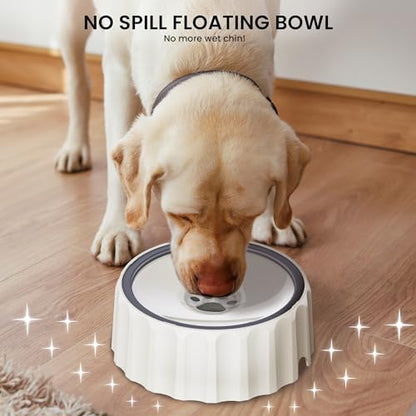 Dog Water Bowl No Spill 70oz/2L Large Capacity Dispenser Non Slip No Splash Bowl Pet Slow Feeder No Drip Dog Water Bowl on Vehicle Slow Water Bowl for Dogs and Cats - color: White