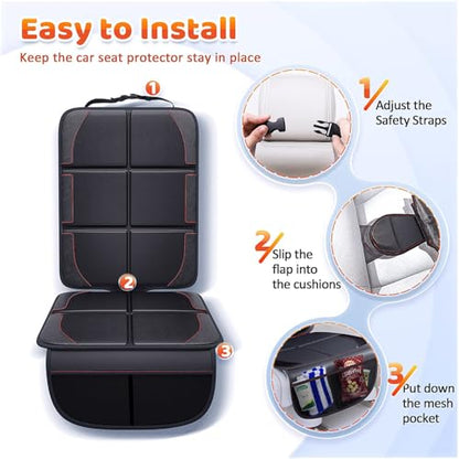 Gimars XL Thickened Car Seat Pad, Pack of 2, [ISOFIX Suitable], Universal Waterproof 600D Oxford Car Seat Protector with Mesh Pockets, Universal for SUVs, Cars and Trucks, Black - color: black