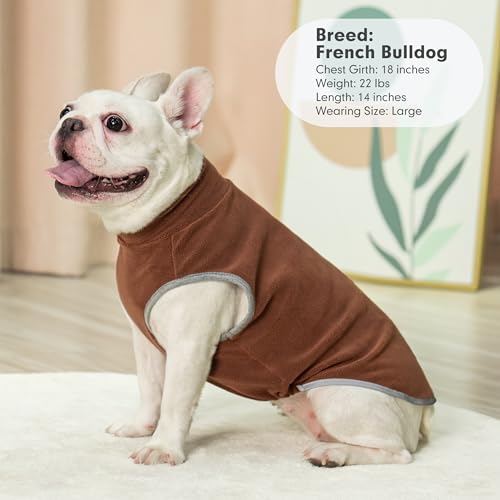 cyeollo Fleece Dog Sweater Vest, Reflective Dog Sweatshirt Pullover Doggie Jacket for Small Medium Large Doggie Clothes Boy Girl Pets, Brown & Khaki S - color: Brown & Khaki, size: Small