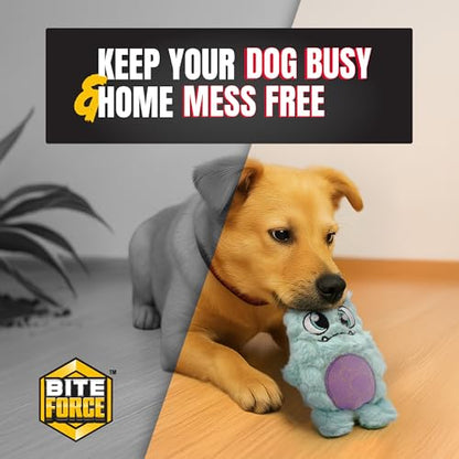 Bite Force - Durable & Strong Dog Toy Light Blue Monster with Squeaker, Kevlar-Reinforced for Aggressive Chewers. - color: Small - the Goofy Monster