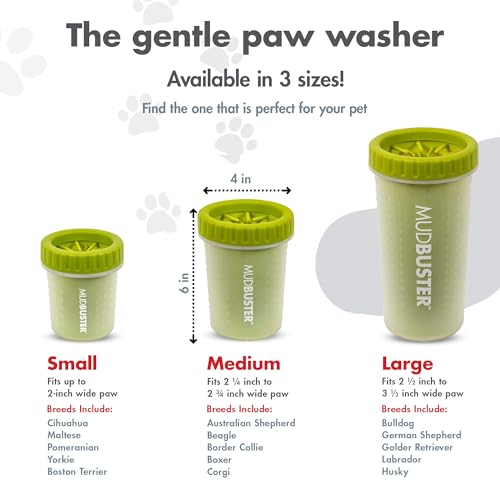 Dexas MudBuster Medium Dog Paw Cleaner, Green, Fits 1.5"-2.5" Wide Paws, Gentle Silicone Bristles for Quick, Easy Cleaning - color: Green, size: Medium without Lid