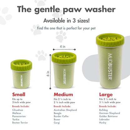 Dexas MudBuster Medium Dog Paw Cleaner, Green, Fits 1.5"-2.5" Wide Paws, Gentle Silicone Bristles for Quick, Easy Cleaning - color: Green, size: Medium without Lid