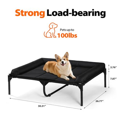 Elevated Dog Bed,Medium Raised Dog Cot with 3-Side Bolster, Waterproof Scratch-Resistant Dog Couch, Indoor & Outdoor Pet Bed for Medium Dogs, 30x27inches