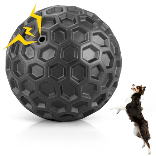 DISSKNIC Indestructible Squeaky Dog Balls, Dog Toys for Aggressive Chewers Large Breed for Relieving Anxiety, Tough Dog Chew Toys Balls for Aggressive Chewers, Outdoor Squeaky Dog Toys for Large Dogs - color: Black, size: Large