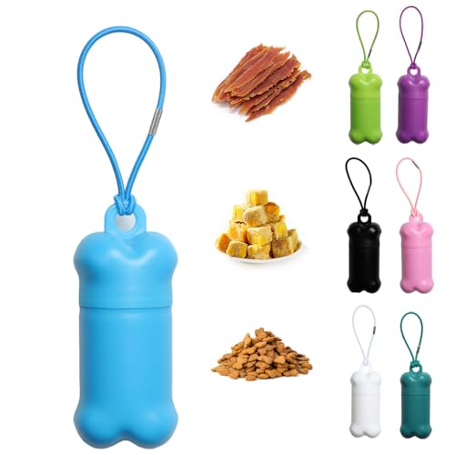 Portable Dog Treat Pouch for Pet Training, Mini Treat Holder Small Dog Treat Bag for Training and Walks, Bone-Shaped Treat Container -1 piece(Blue) - color: Blue