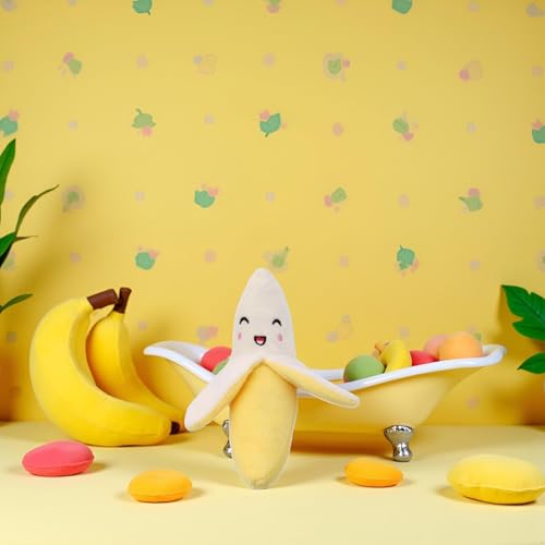 GANPUB 2Pcs Dog Toys,Squeeze Squeaker Puppy Dog Toys, Plush Dog Chew Toys, Dog Squeak Toys Pet Supplies (Banana)