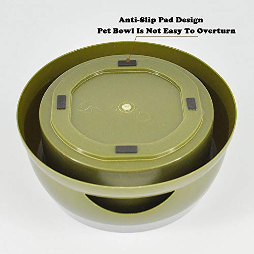 Love Dream No Spill Dog Water Bowl, No Drip Dog Slow Water Feeder No Slip Vehicle Carried Pet Water Dispenser 25 oz with Floating Disk Slow Drinking Bowl for Dogs Cats (Army Green) - color: Army Green