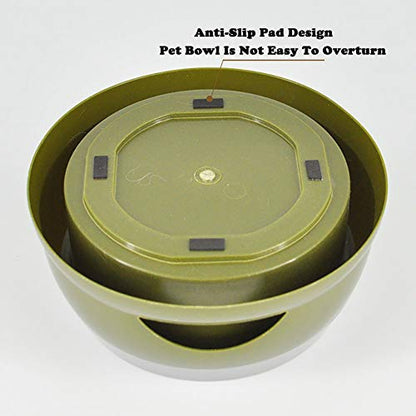Love Dream No Spill Dog Water Bowl, No Drip Dog Slow Water Feeder No Slip Vehicle Carried Pet Water Dispenser 25 oz with Floating Disk Slow Drinking Bowl for Dogs Cats (Army Green) - color: Army Green