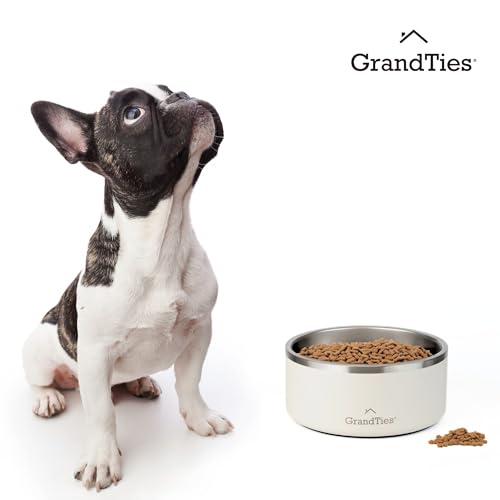 GrandTies Stainless Steel Dog Bowl | Engraved Reusable BPA-Free Insulated Cat & Dog Bowls | Large Heavy Duty Non Skid Spill Proof Bowl | Outdoor Dog Water Bowl (42oz, Midnight Black) - color: Midnight Black, size: 42oz