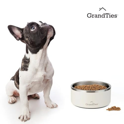 GrandTies Stainless Steel Dog Bowl | Engraved Reusable BPA-Free Insulated Cat & Dog Bowls | Large Heavy Duty Non Skid Spill Proof Bowl | Outdoor Dog Water Bowl (42oz, Midnight Black) - color: Midnight Black, size: 42oz