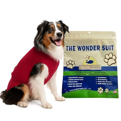 SurgiSnuggly Dog Suspenders for Diapers Female OR Male Disposable Dogggie Diapers Keeper It's A Dog Diaper Holder- Wrap Around Legs for Superior Fit, S RED