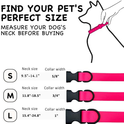 Waterproof Dog Collar Durable and Easy to Clean Rubber Dog Collars Odor-Proof Fits Small Medium Large Dogs (Pink, Small (9.5-14.2” Neck)) - color: Pink, size: Small (9.5 -14.2” Neck)