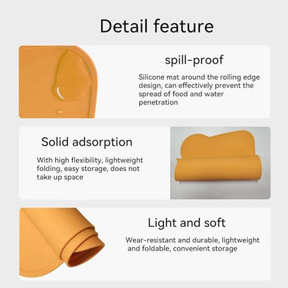 Silicone Waterproof Dog Cat Pet Feeding Mats,Anti Slip Pet Bowl Mats, BPA Free Silicone Pete Feeding Mat Bear Pattern 16In x 12In(Yellow) - color: yellow