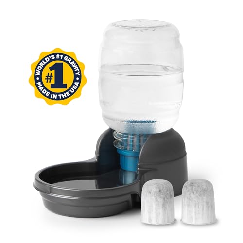 Petmate Replendish Automatic Dog Water Dispenser Gravity Pet Waterer with Microban Protection Base, 100% BPA Free - 0.5 Gallon, Wide Mouth Bowl, with 2 Extra Filters - size: Extra Small