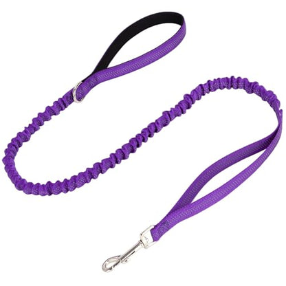 WYuZe 4-5.5 FT Bungee Dog Leash, Reflective Shock Absorbing Elastic Nylon Leash with Comfortable Handle, for Strong Puppy/Medium Dogs Anti-Pull Training Walking (Purple, 3/4"-Wide) - color: Purple