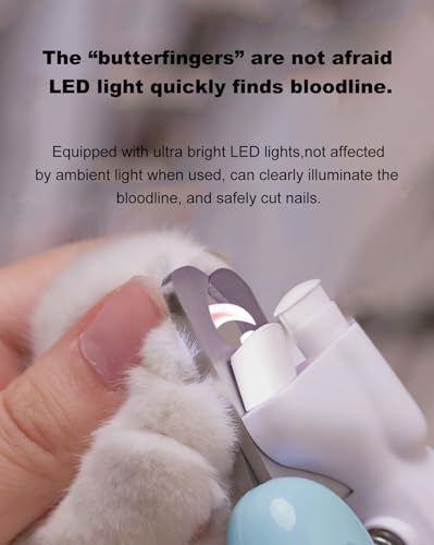 Cat Dog Pet Nail Clippers with Light, Llluminates Cat Dog Nails Or Bloodline, Safety Pet Nail Clipper for Dogs, Cats, Rabbits, Sharp, No Nail Splitting(Blue) - color: Blue