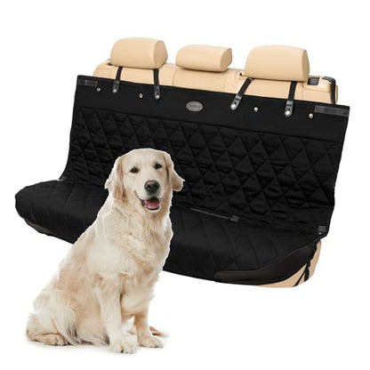 PetSafe Happy Ride Quilted Bench Seat Cover Waterproof and Durable Machine Washable Fits Most Cars, Trucks and SUVs Backseat Protection for Pet Paws, Scratches and Dog Hair - color: Black, size: Standard, style: Bench