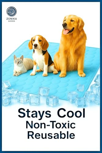 Blue Cooling Mat & Sleeping Pad | Water Absorption | Safe Materials | Easy Carry & Clean | Ideal Cooling Pad for Dogs and Cats | Perfect for Camping, Crates, and Pet Beds | 23.6"L x 19.7"W x 0.8"Th - size: Medium