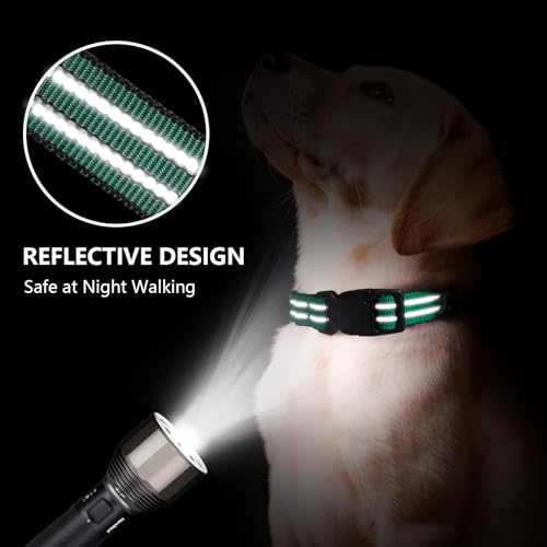 Hikiko Martingale Dog Collars Reflective Nylon Dog Collar with Quick Release Buckle Adjustable Training No Slip Dog Collar (Medium, Dark Green) - color: Dark Green, size: Medium
